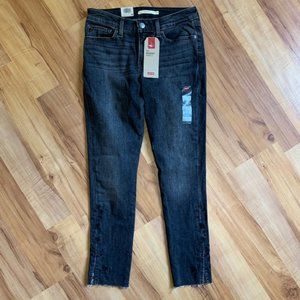 NWT Levi's 711 black skinny ankle embellished jean